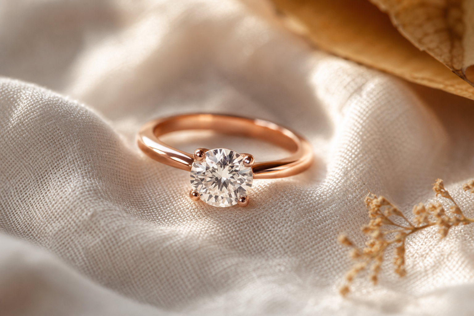 Close-up of a handmade rose gold ring